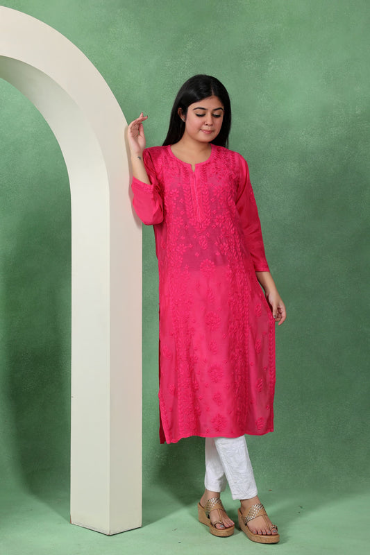 Chikankari Bootidar Straight Muslin Kurta