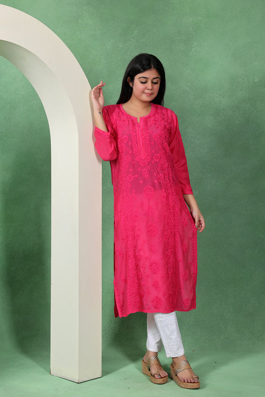 Chikankari Bootidar Straight Muslin Kurta for Women