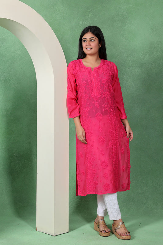 Chikankari Bootidar Straight Muslin Kurta for Women