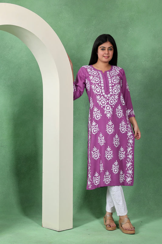 Chikankari Aari Embroidered Straight Kurta