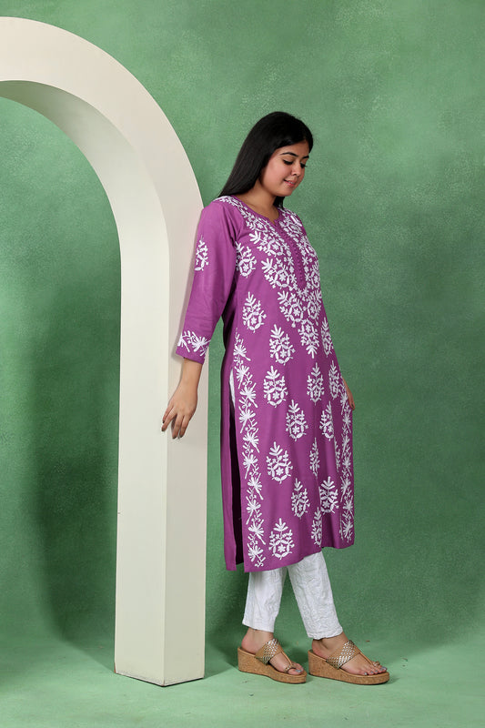 Chikankari Aari Embroidered Straight Kurta for Women
