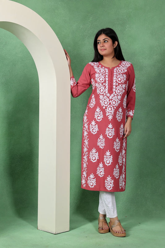 Chikankari Aari Embroidered Straight Kurta