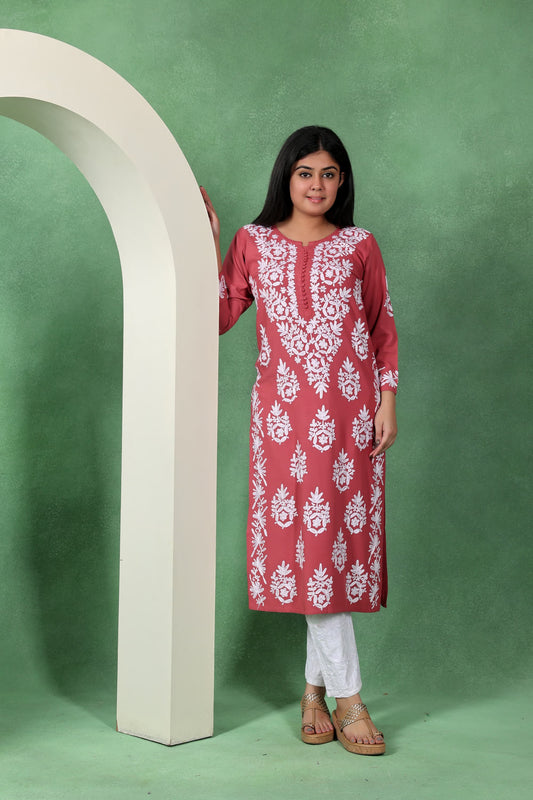 Chikankari Aari Embroidered Straight Kurta