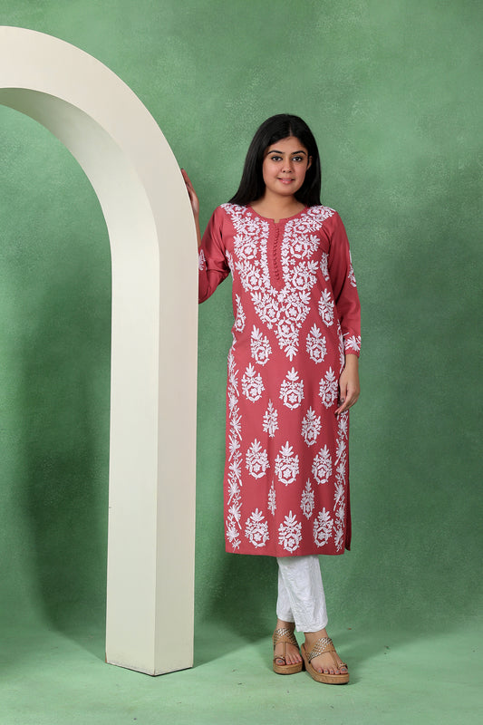 Chikankari Aari Embroidered Straight Kurta for Women