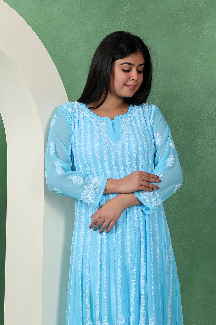 Kali Chikankari Angarkha Anarkali
