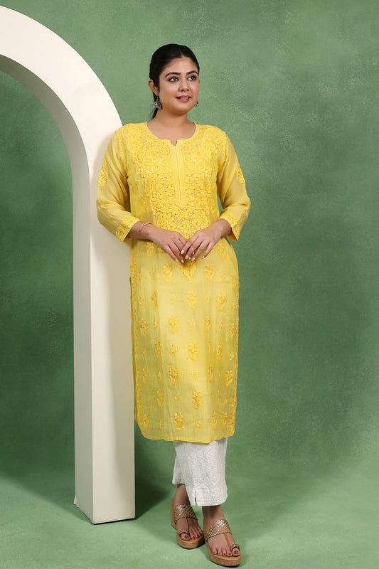 Noori Mul Chanderi Kashmiri Dyed Mukesh Kurti