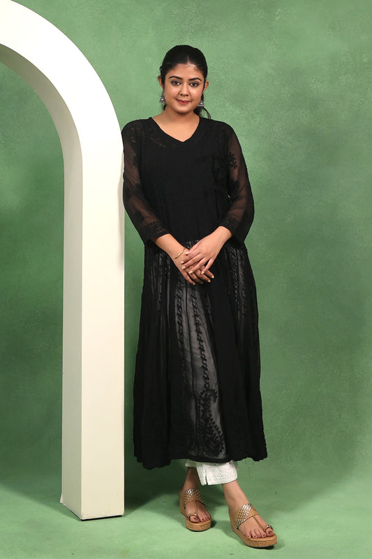 Kali Chikankari Angarkha Anarkali