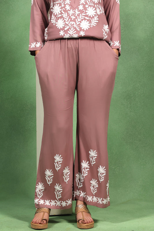 Rayon Chikankari Midi Palazzo Set