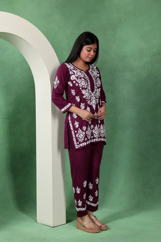 Chikankari Kashmiri Straight Kurta Set