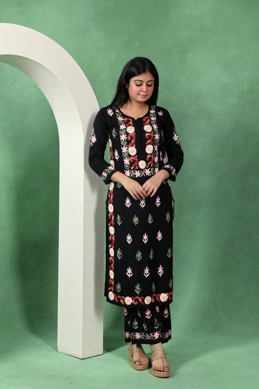 Chikankari Rayon Straight Kurta Set