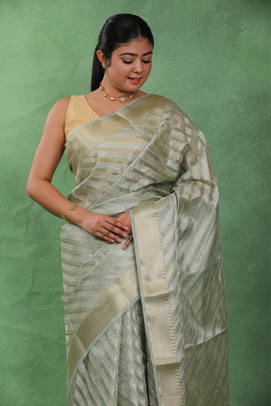 Pista Chandrika – Katan Silk Banarasi Saree
