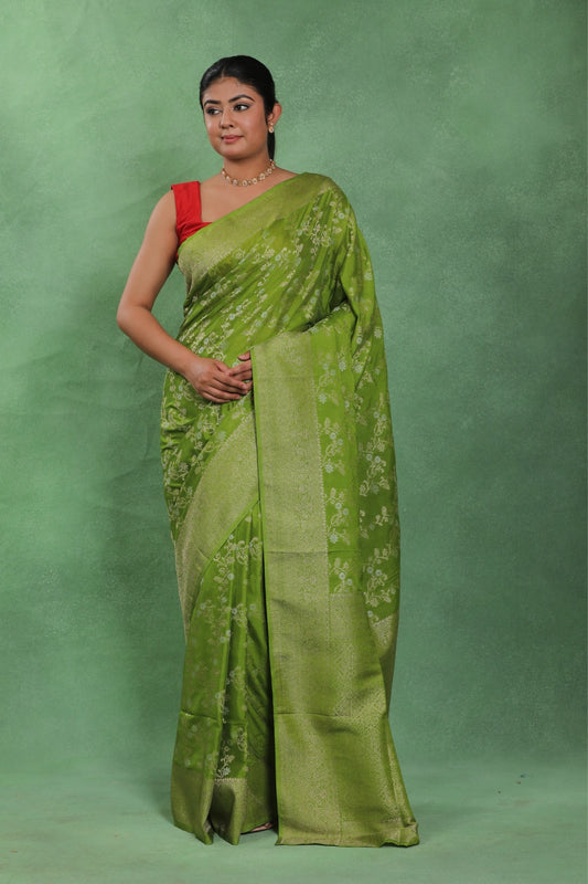 Hariyali Breeze – Banarasi Khaddi Chiffon Saree
