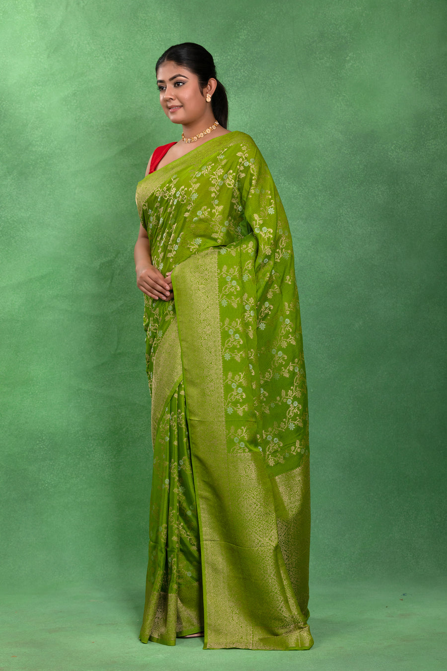Hariyali Breeze — Banarasi Khaddi Chiffon Saree