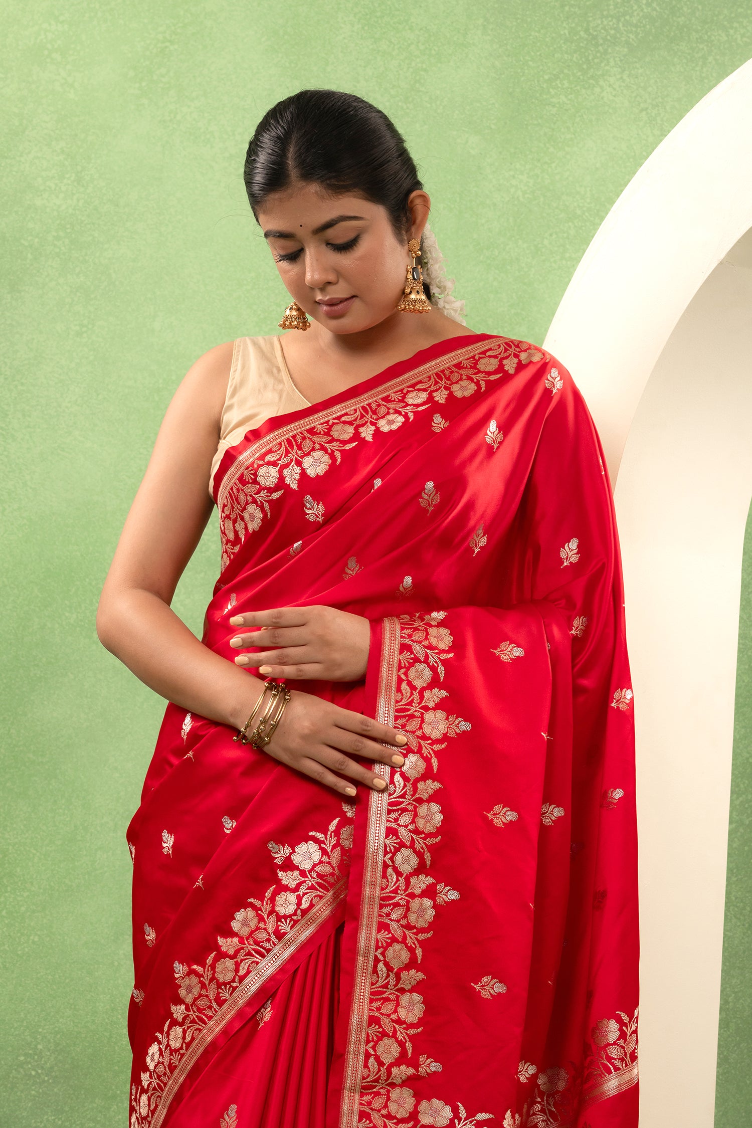 Regal Red Mashru Katan Saree