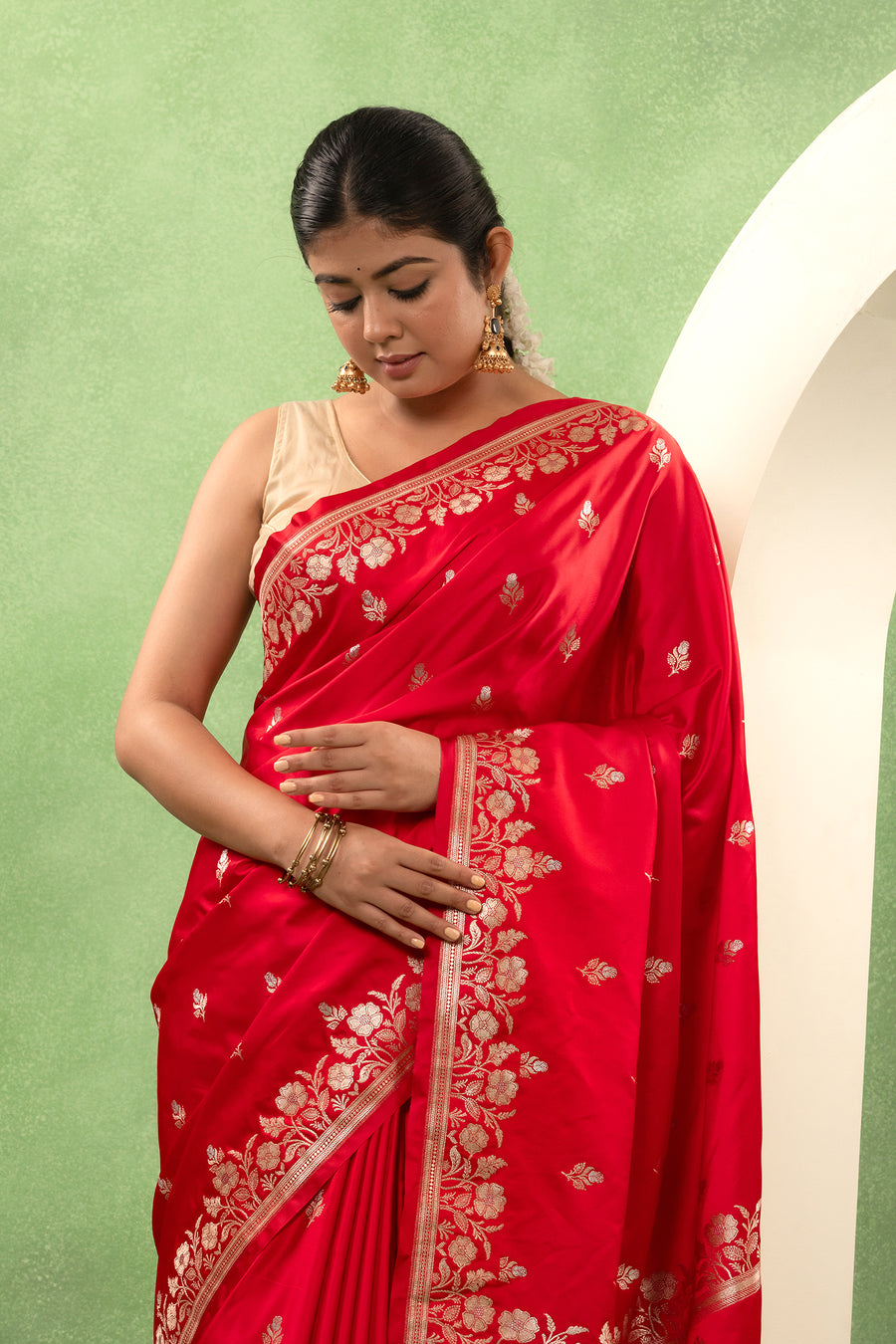 Regal Red Mashru Katan Saree