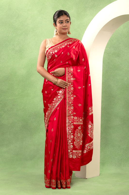 Regal Red Mashru Katan Saree