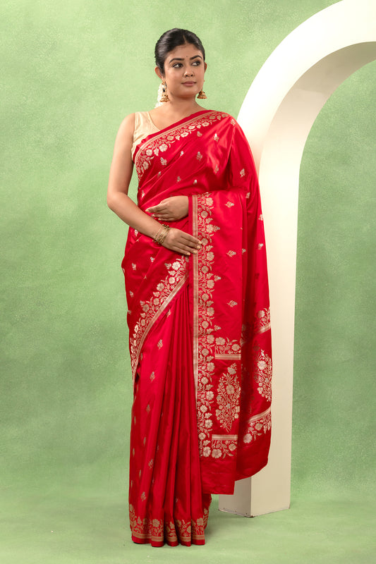 Regal Red Mashru Katan Saree