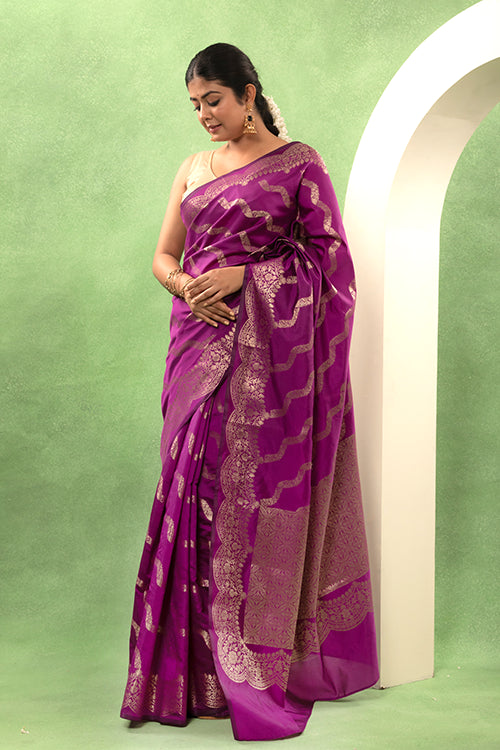 Royal Purple Banarasi Katan with Gold Aada Weave