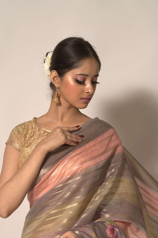 Silken Stripes – Digital Chiniya Rangkat Saree