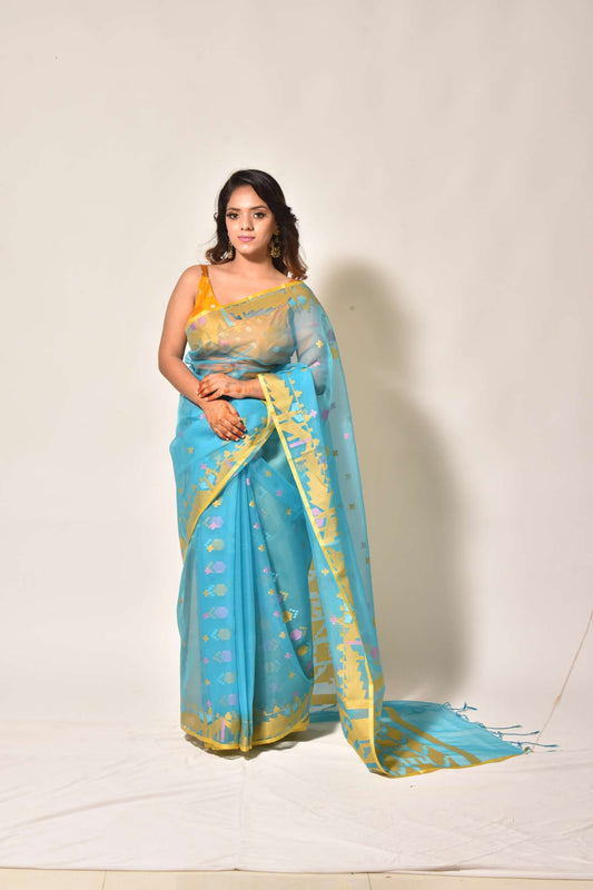 Ethereal Breeze — Organza Jamdani Saree