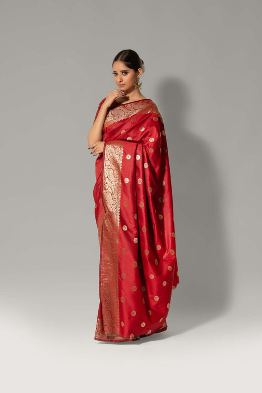 Moonlit Elegance – Chand Buti Katan Silk Saree