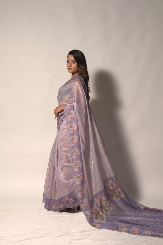 Silken Stripes – Digital Chiniya Rangkat Saree