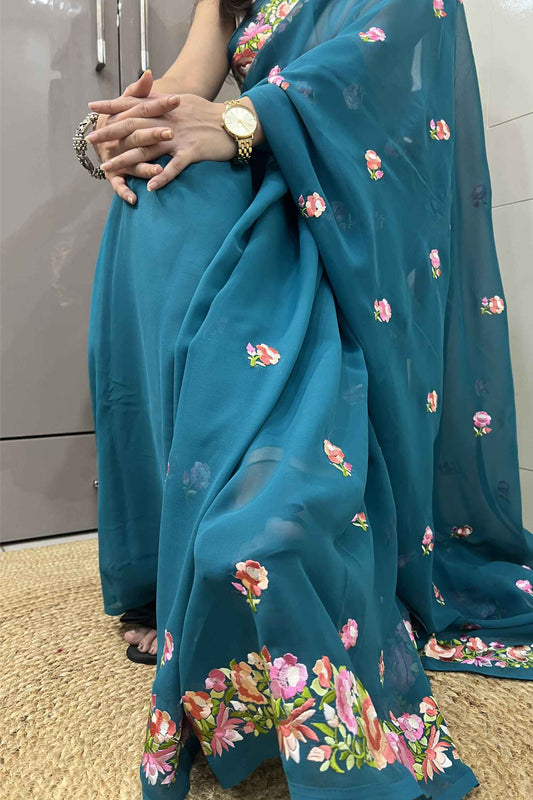 Aprajita georgette floral saree