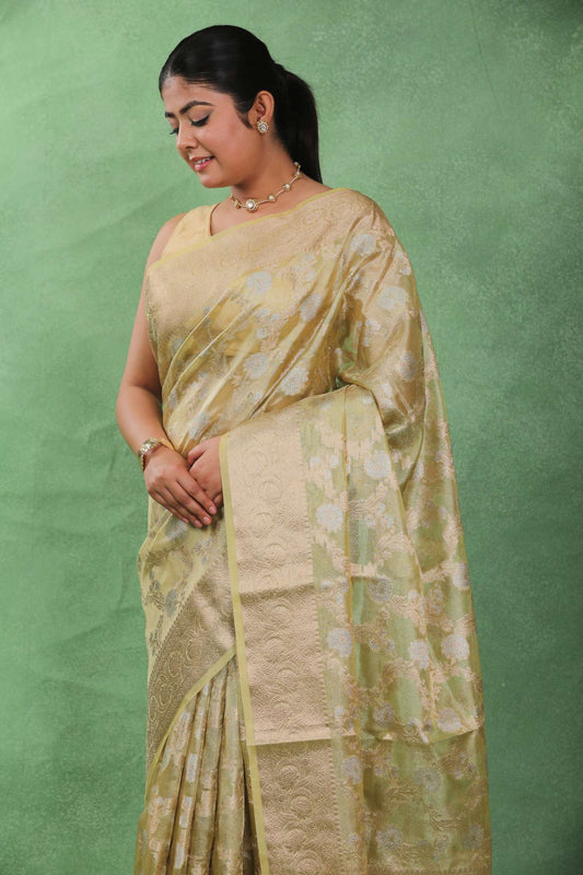 Haryali Kanak — Banarasi Katan Silk Saree