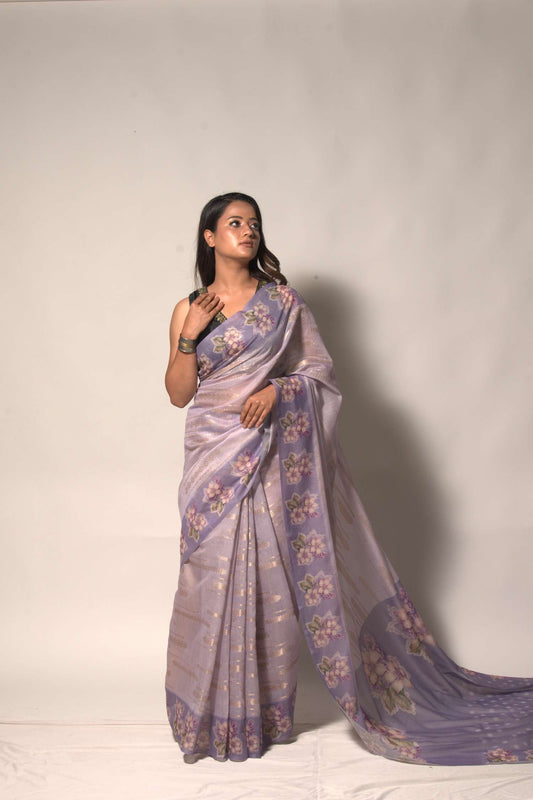 Silken Stripes – Digital Chiniya Rangkat Saree