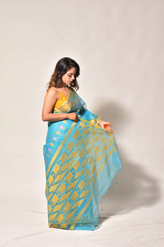Ethereal Breeze — Organza Jamdani Saree