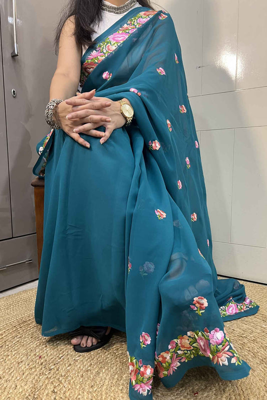 Aprajita georgette floral saree