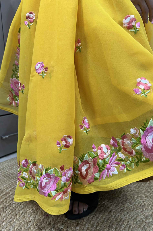 Kaner georgette floral saree