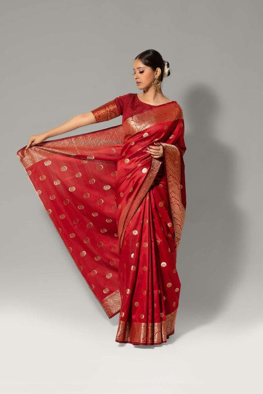 Moonlit Elegance – Chand Buti Katan Silk Saree