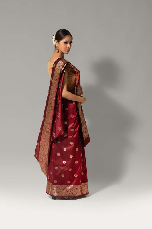 Moonlit Elegance – Chand Buti Katan Silk Saree