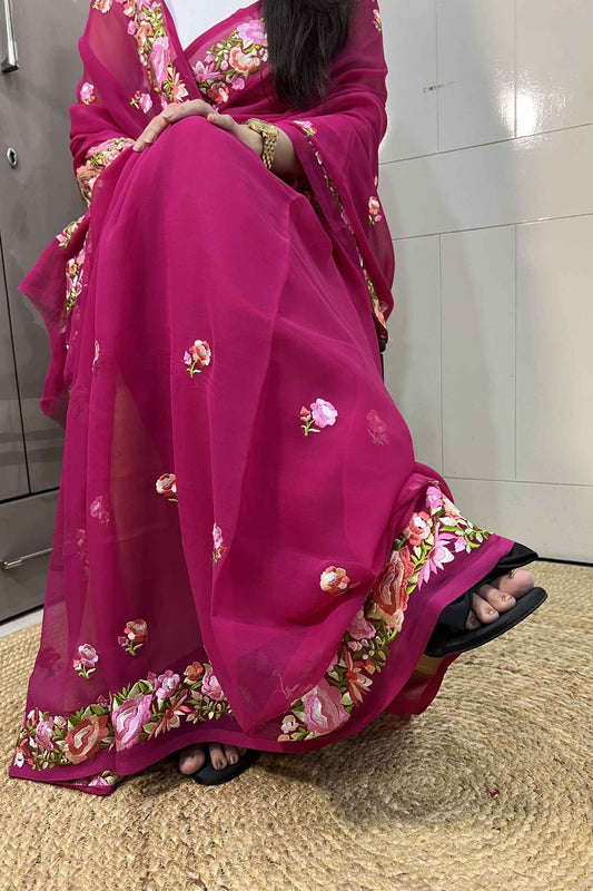 Kumudini georgette floral saree