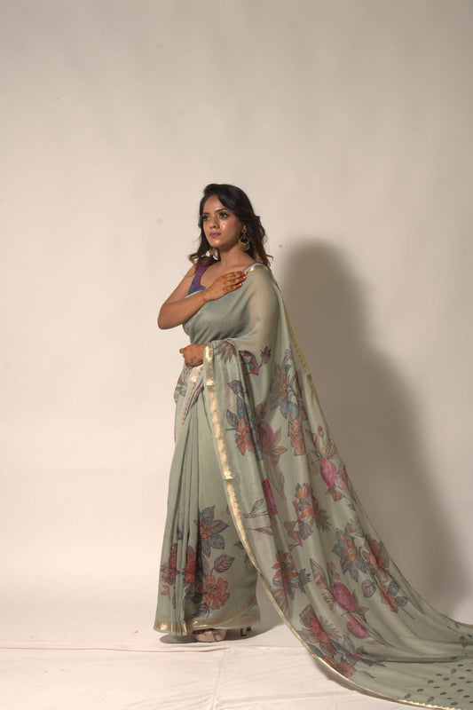 Silken Stripes – Digital Chiniya Rangkat Saree