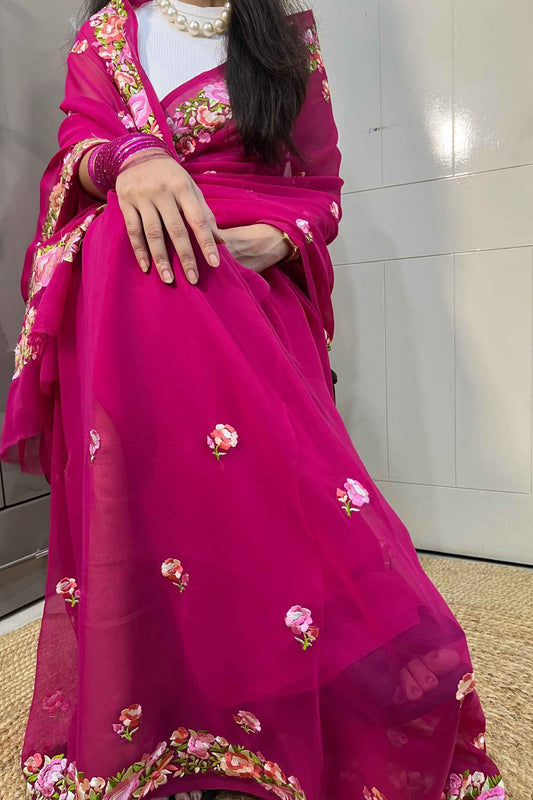 Kumudini georgette floral saree