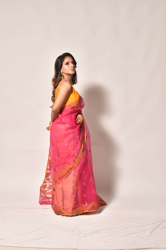 Ethereal Breeze — Organza Jamdani Saree