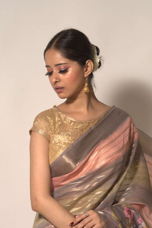 Silken Stripes – Digital Chiniya Rangkat Saree