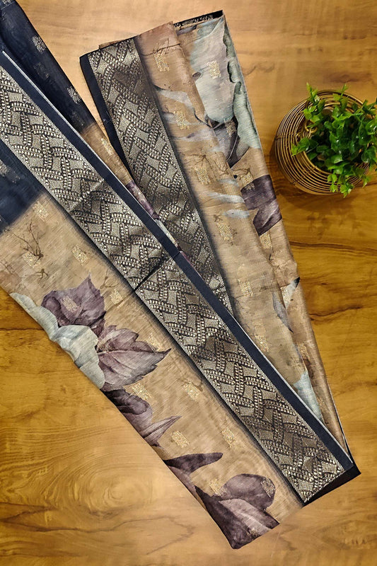 Banarasi Zari Weave Suit Fabric with Contrast Digital Print Dupatta