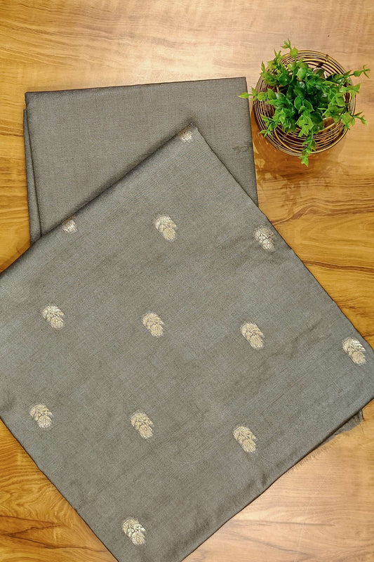 Banarasi Zari Weave Suit Fabric with Contrast Digital Print Dupatta