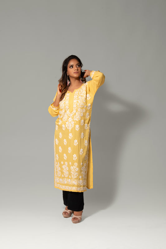 Noori Modal Kashmiri Daman Chikankari Kurt