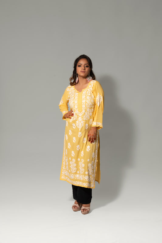Noori Modal Kashmiri Daman Chikankari Kurt