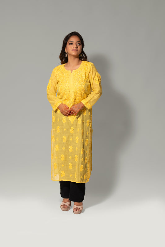 Noori Mul Chanderi Kashmiri Dyed Mukesh Kurti