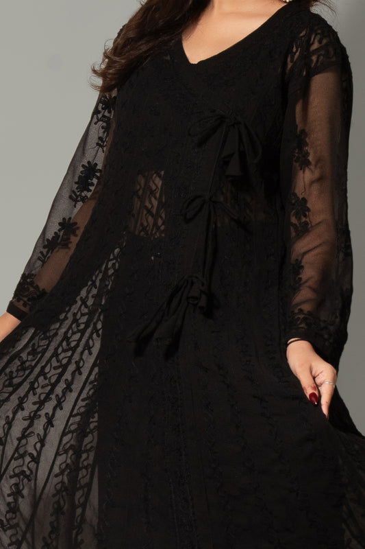 Kali Chikankari Angarkha Anarkali