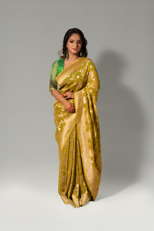 Whispers of Tradition – Khaddi Georgette Bandhani