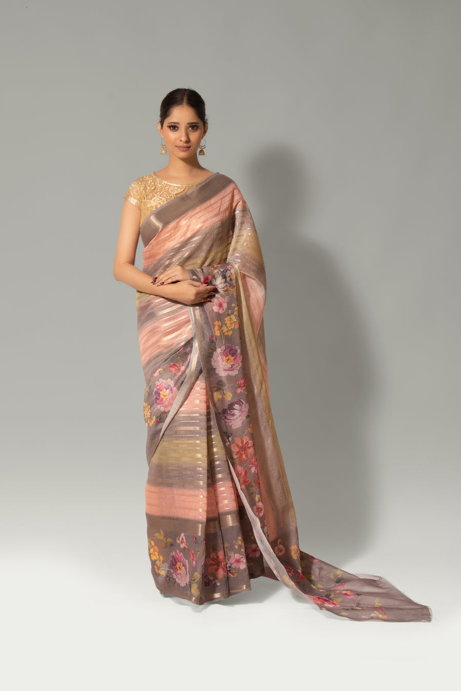 Silken Stripes – Digital Chiniya Rangkat Saree