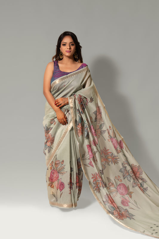 Verdant Grace – Chanderi Digital Print