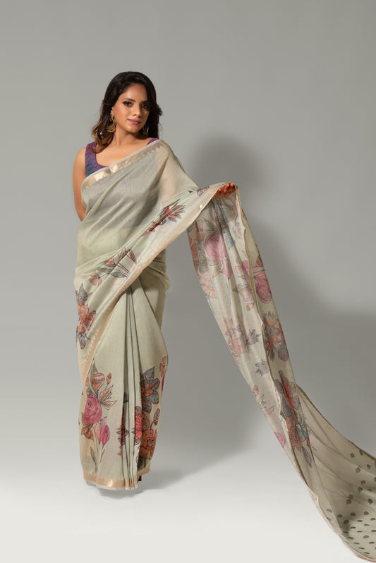 Verdant Grace – Chanderi Digital Print