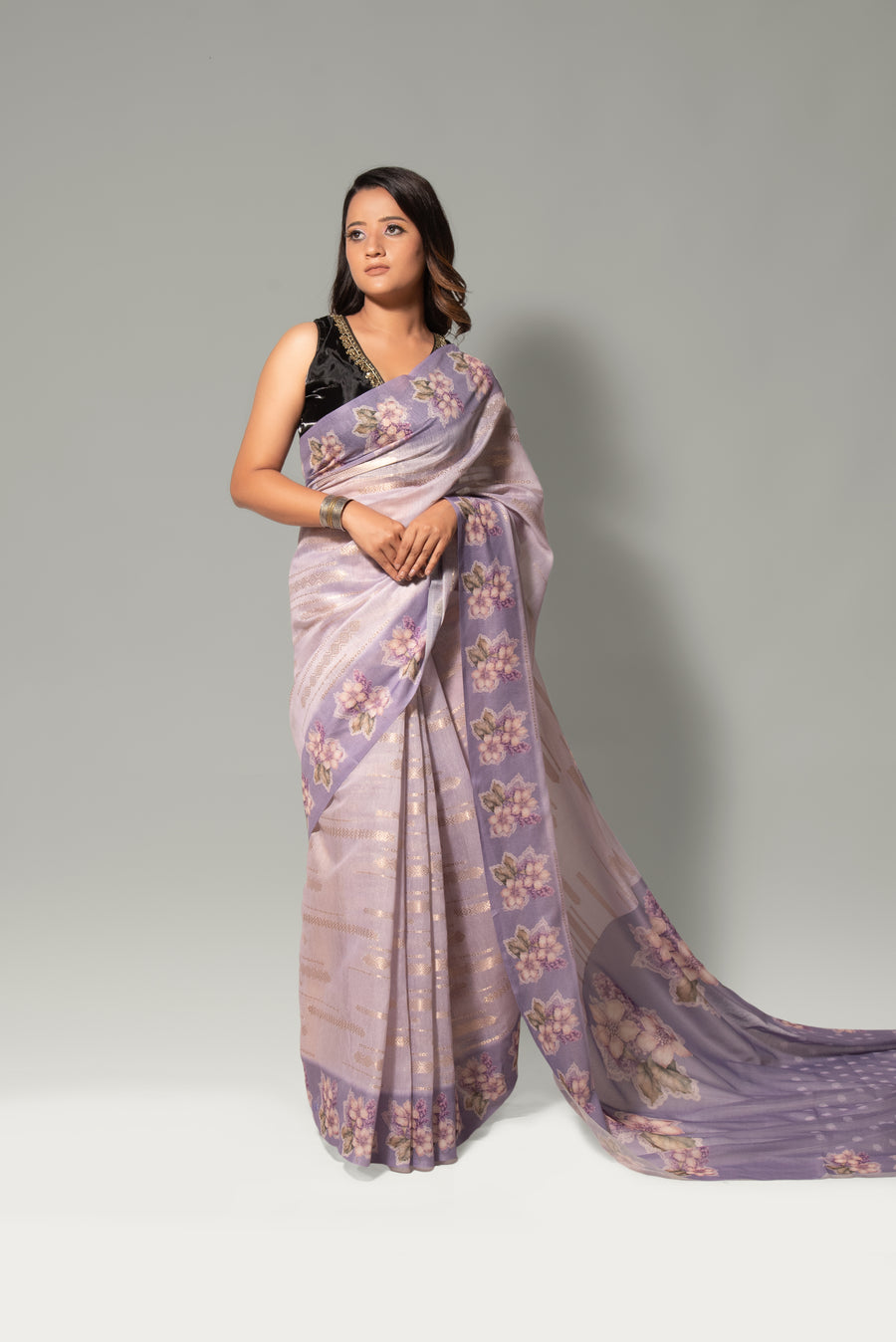 Silken Stripes – Digital Chiniya Rangkat Saree